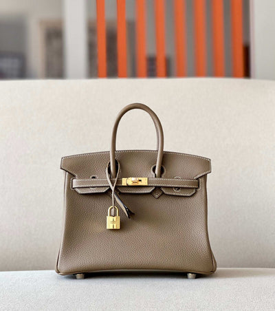 H-B Taupe with Gold in Togo Leather H32923
