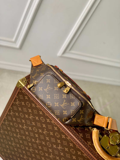 Duffle Shape Brown with Orange Straps LV-009