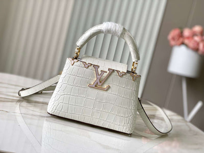 Rectangular Crocodile White with Gold Details LV-016
