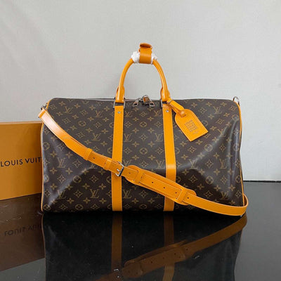 Duffle Shape Brown with Orange Straps LV-026