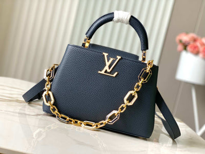 Rectangular Navy Blue with Gold Chain LV-027