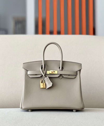 H-B Light Grey with Gold in Togo Leather H23849