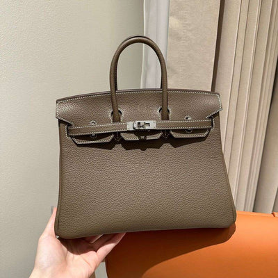 H-B Taupe with Silver in Togo Leather H892340